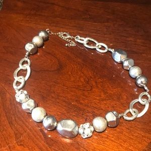 Silver beaded statement necklace
